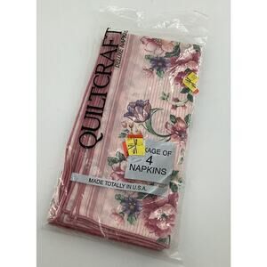 Quiltcraft Napkins Newbury 02 Pink Floral 17x17 NWT Set Of 4